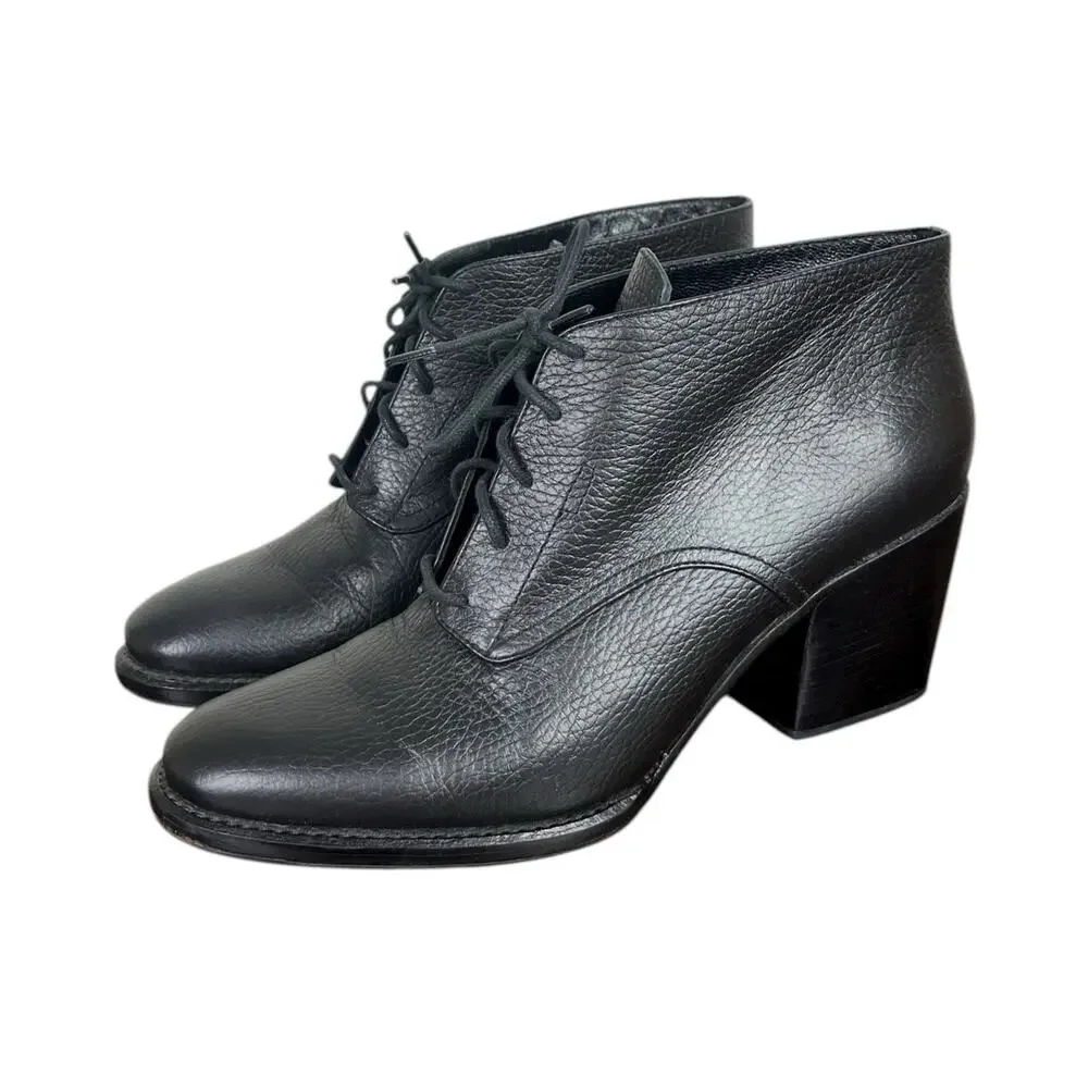 Rachel Comey Ibex Leather Lace-Up Booties Black Ankle Boots Size 9